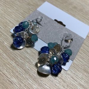 SOLD!!  BLUE AND SILVER DANGLY EARRINGS